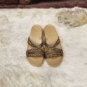 CROCS Patricia Leopard Wedge Heel Sandals sz 8